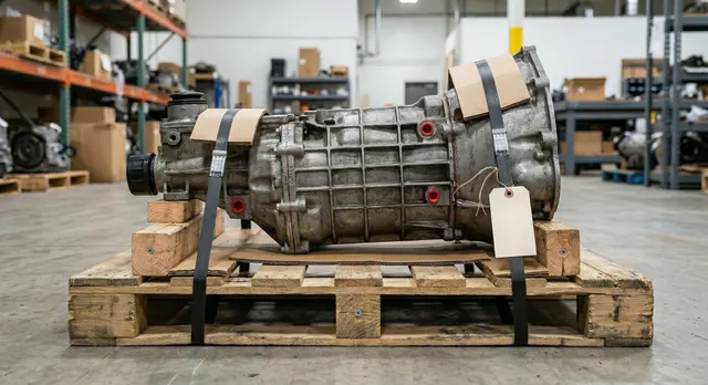 Used OEM manual transmission gearbox on pallet
